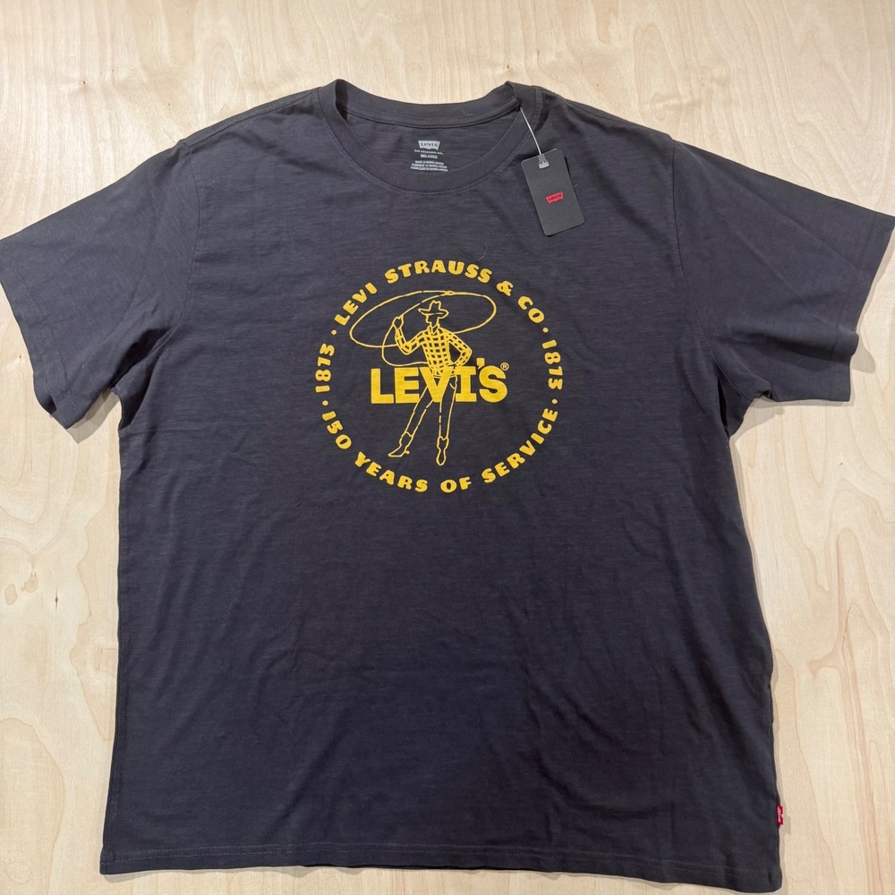 Levis Mens 150 Years of Service Graphic T-Shirt Charcoal Gray XL New 161431819